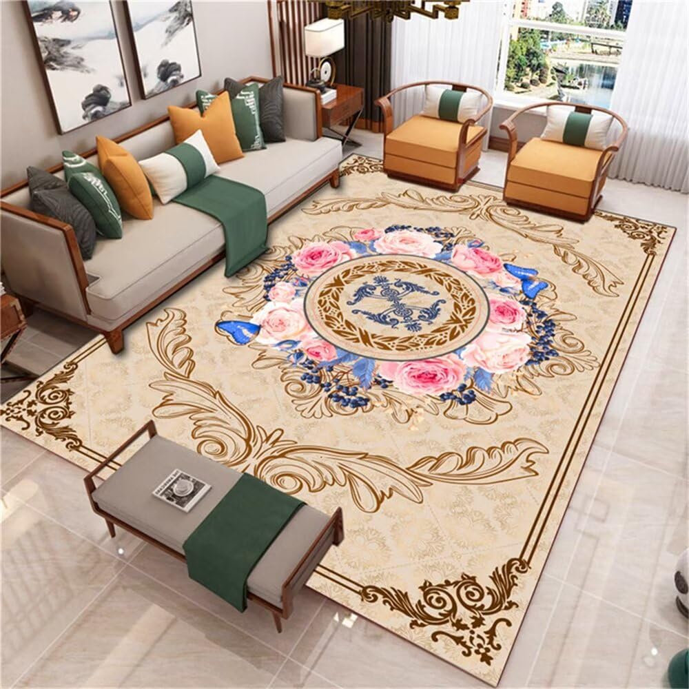 Tapis de couloir long 50X80CM imprimé papillon floral rose d'extérieur