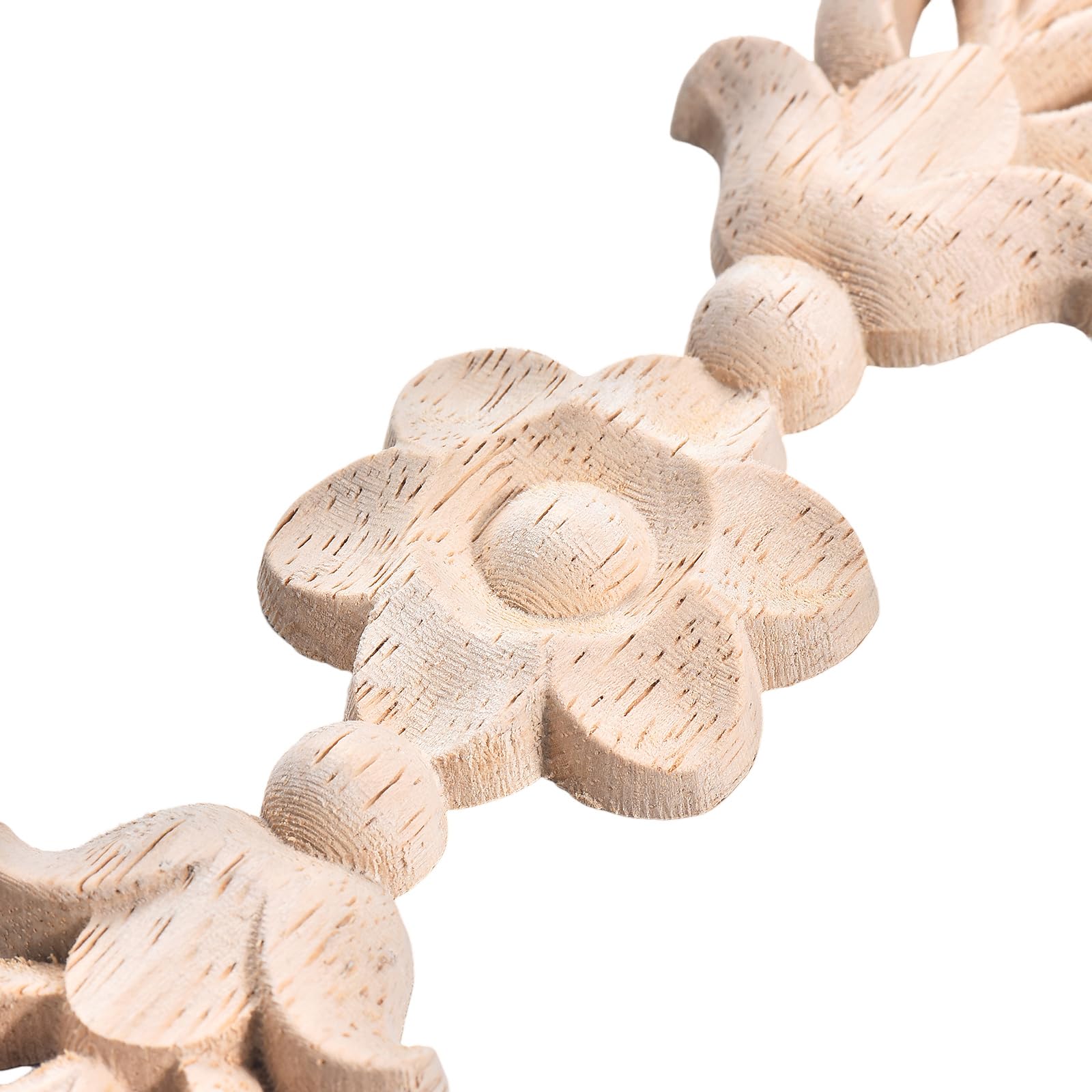 4-Pack Unpainted Wood Appliques Onlays 24.5x3.5cm/9.65"x1.38" for Furniture Decoration Leaf Flower Center Side Decal for Cabinet Bed Wall Ceiling Frame Corner - Image 4