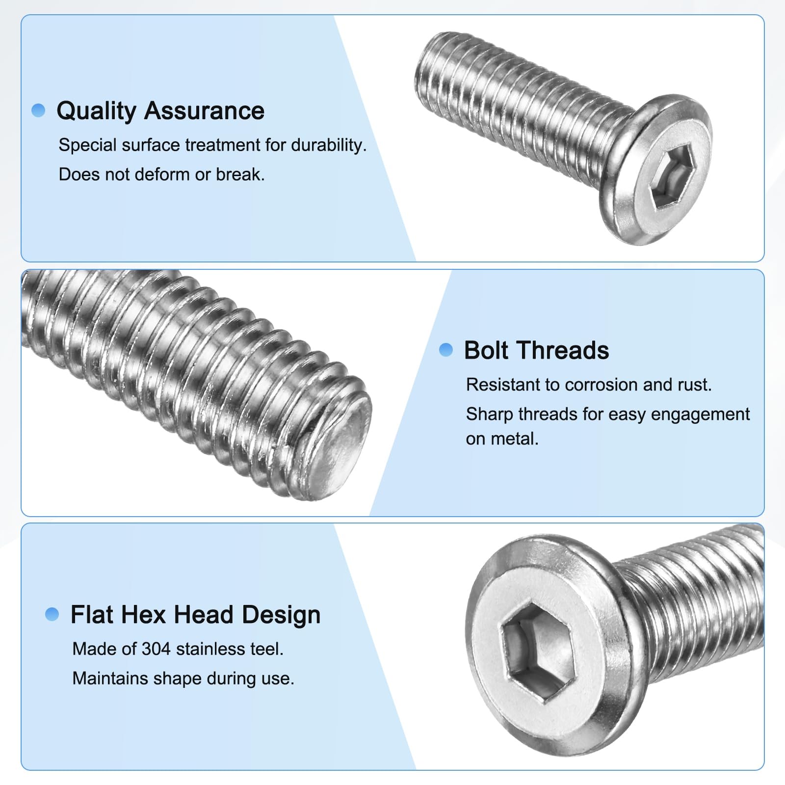 M METERXITY 10-Pack Flat Head Socket Cap Screws - Image 2