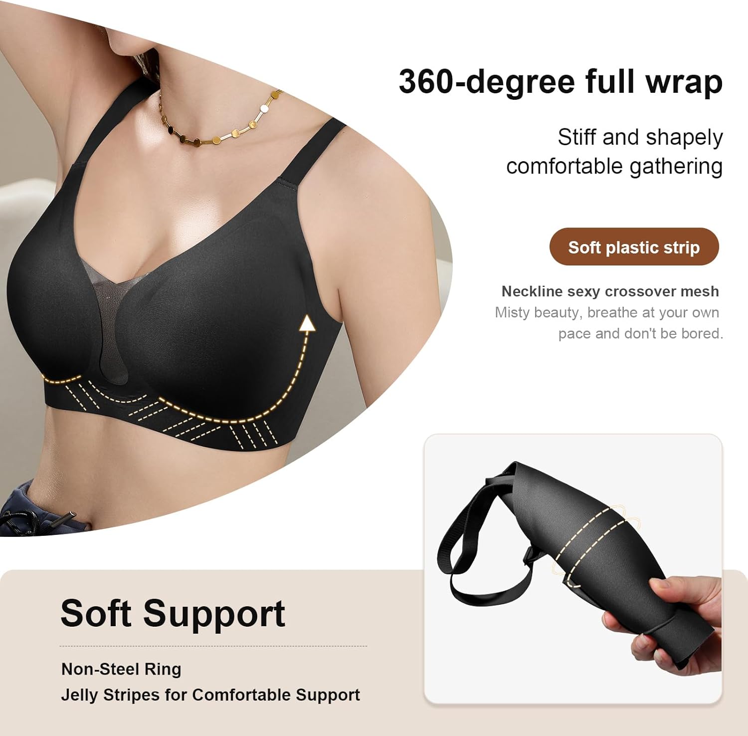 Mastectomy Bra with Pockets - Post Surgery Pocket Prosthesis Bra for Breast Forms Wireless Everyday Bras - Image 4