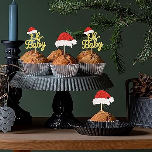 Miniatura 10 de Keaziu 24 piezas de pan de jengibre para cupcakes de Navidad, pan de jengibre, revelación de género, tema de Navidad, baby shower, niños, fiesta de