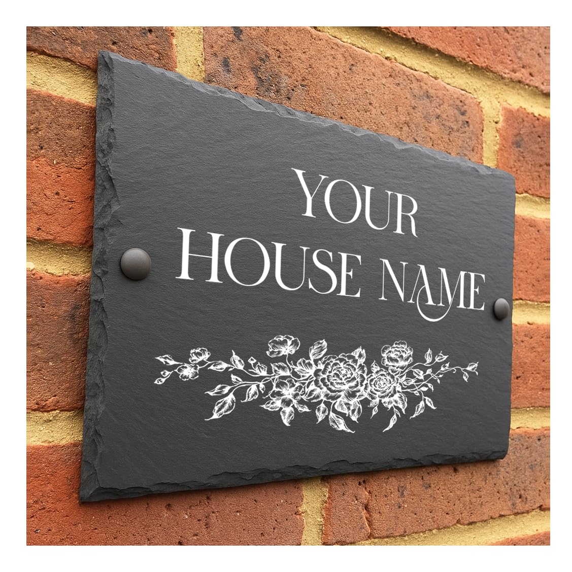 Crafted Memories - Rustic Slate House Sign | Personalized UV-Printed Plaque | Weather-Resistant & Easy to Install | Slate Door Number Sign, House Name Plaque