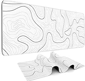 Tapete Grande para Mouse Gamer (90x40 cm), Mousepad para Notebook com Base de Borracha Antiderrapante, Tapete XXL para Mesa com Bordas Costuradas, Impermeável para Gamer, Escritório, Casa (Branco)