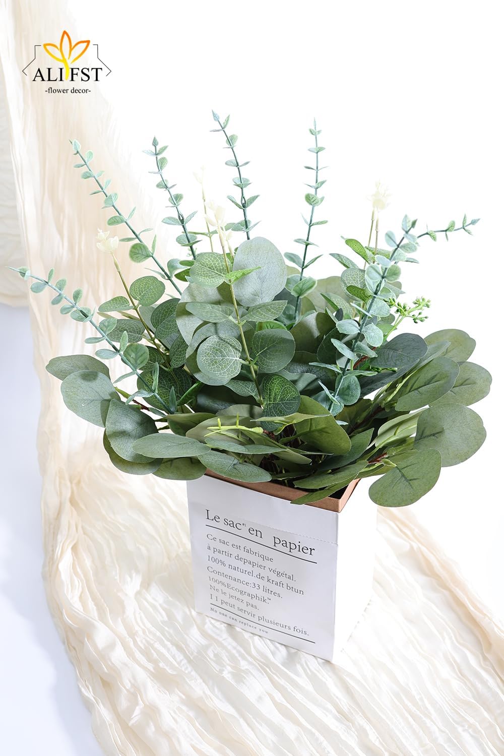 111 Pcs Mixed Artificial Eucalyptus Leaves Stems and Faux Flowers,Bulk Faux Silver Dollar Eucalyptus Stems Faux Plant Branches for DIY Floral Bouquet Wedding Greenery Arrangement Home Decor - Image 3