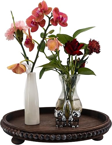 Miniatura 11 de Bandeja decorativa rectangular con cuentas de madera de 12 x 16 pulgadas, bandeja de servir marrón para sala de estar, mesa de café, cocina o