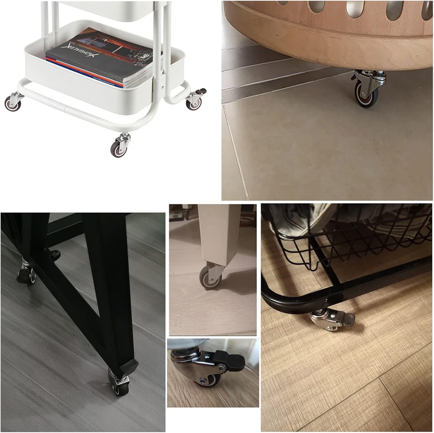 Swivel Caster Wheels X4,Moving Casters,Replaceable Casters,DIY Furniture Castors,m6/m8/m10,Brake Casters,Load-Bearing 85kg,38mm/1.5in-4swivel