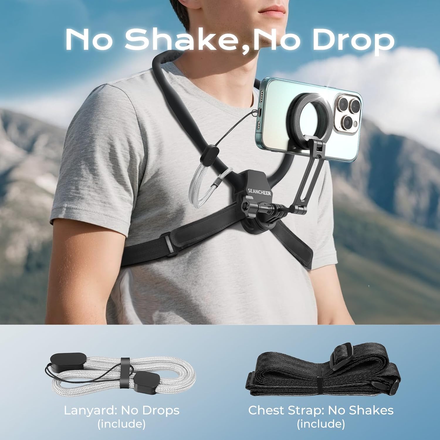 【2026 Extended Long】 Magnetic Neck Mount for Phones,Neck Phone Holder