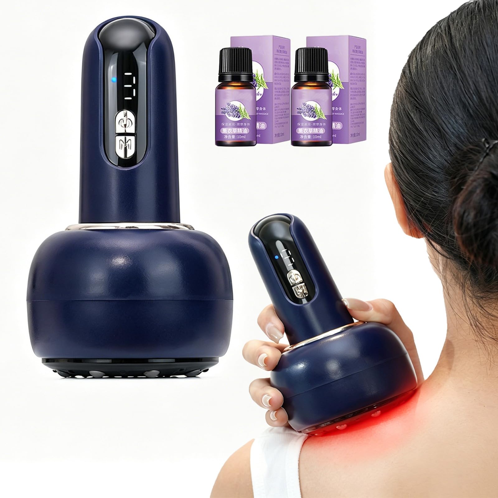 Masajeador Anticelulitico Reductor Potente, Masajeador de Celulitis con Ventosa, 4 en1 Masajeador AnticelulÃtico con Luz Roja y Calor, Dispositivo de Ventosas Eléctricas Para Muslos Abdomen (Azul)