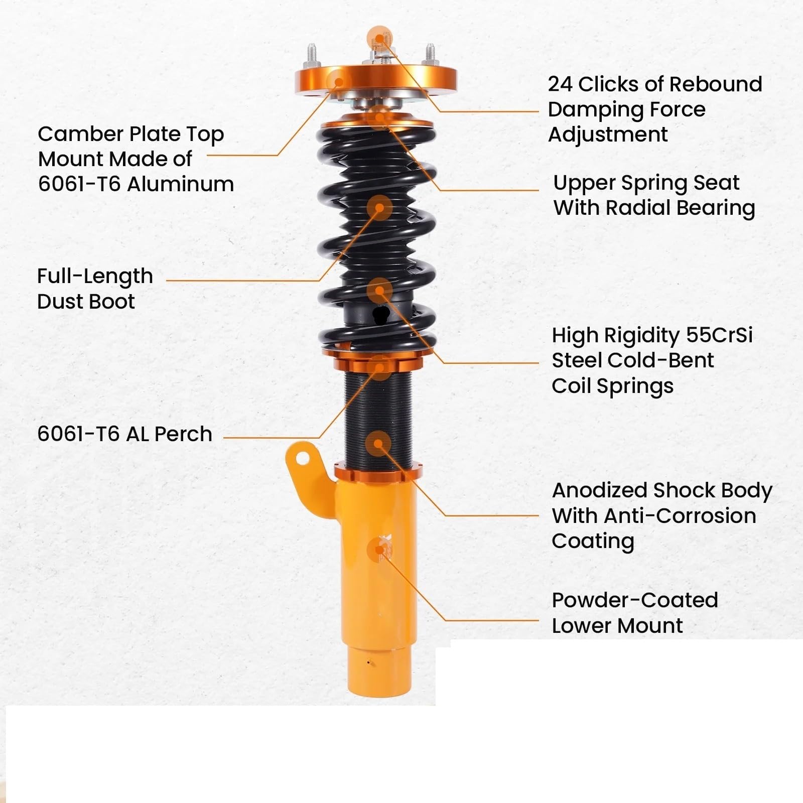 Amortyzatory samochodowe Pasuje do BMW E46 320i 325i 330i 1998-2005 Coilovers zawieszenie 24-drożny amortyzator wstrząsy zestaw amortyzatorów regulowane amortyzatory