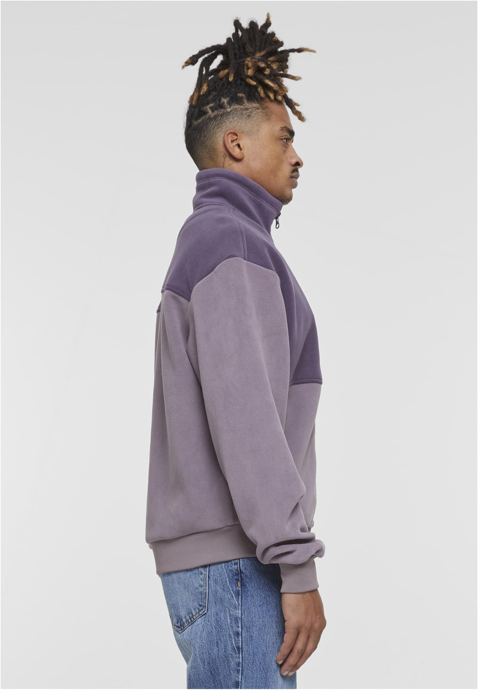 Urban Classics Męska kurtka przejściowa Colour Block Polar kurtka polarowa, lekka kurtka dla mężczyzn, dwukolorowa, krój regularny, purplenight/fadedpurple, 5XL