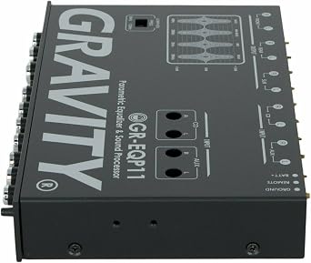 Gravity GR-EQP11 Digital Bass Machine Car Audio Equalizer - 4-Band Parametric EQ, 12 dB Boost/Cut, 9V RMS Master Volume, Subwoofer Level & Frequency Control, 30V Bipolar Power
