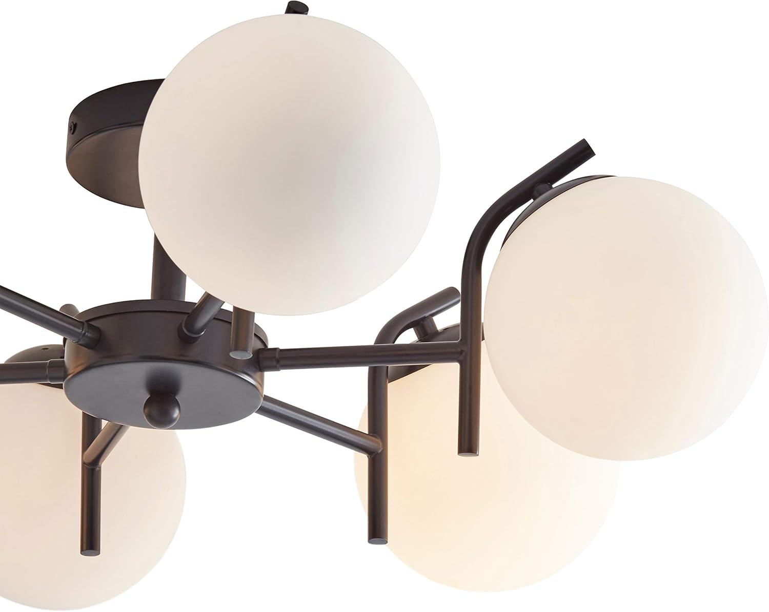 Tор Rаtеd Amazon Brand – Rivet Modern 6 Globe Flush Mount Metal Ceiling Pendant Chandelier Fixture - 26 x 26 x 8 Inches, Matte Black