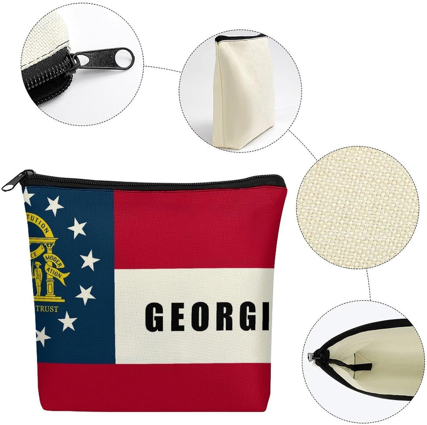 Georgia State Flag U.S.A. Makeup Bag Purse Compact Cosmetics Pouch image 3