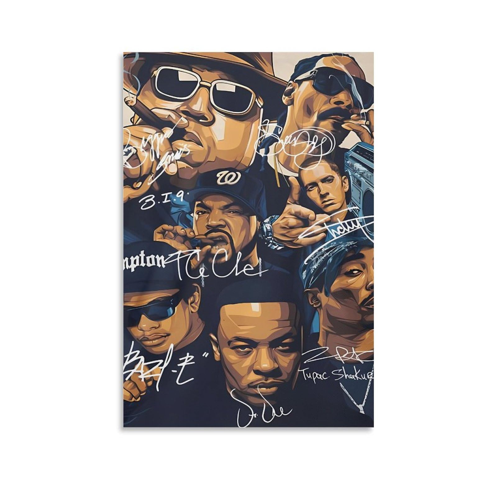 Poster artistico su tela, motivo: cantante rap, hip hop, tutte le stelle, decorazione da parete, poster decorativo moderno, 60 x 90 cm