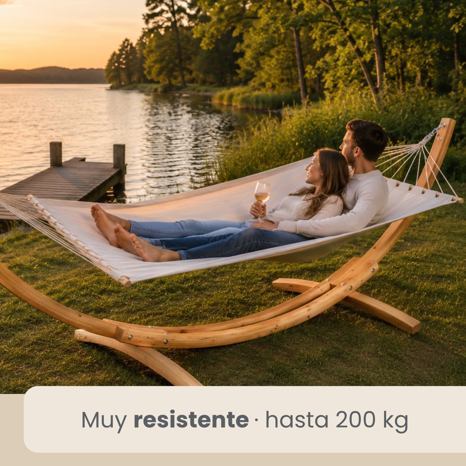 AMANKA Soporte para Hamacas de Madera Exterior 325 cm - Marco Colgante para Jardín y Terraza