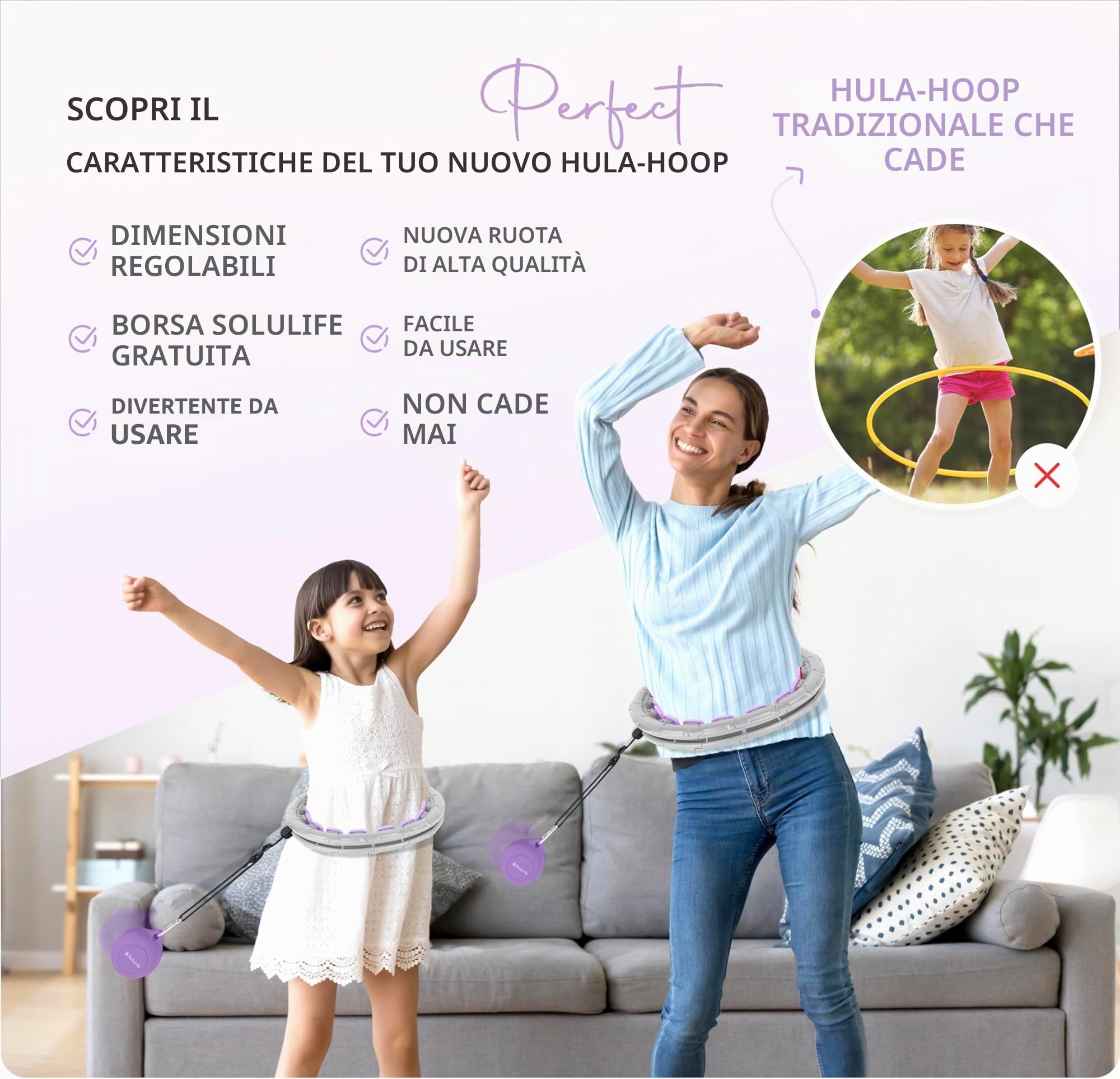 Hula Hoop Reifen Erwachsene Abnehmen und Massage, 24-teiliger hulahuppreif zum abnehmen trainiert Hüfte, Beine, Po, hoopie der nie Herunterfällt, Hoola Hoop mit Ball inkl. Tasche