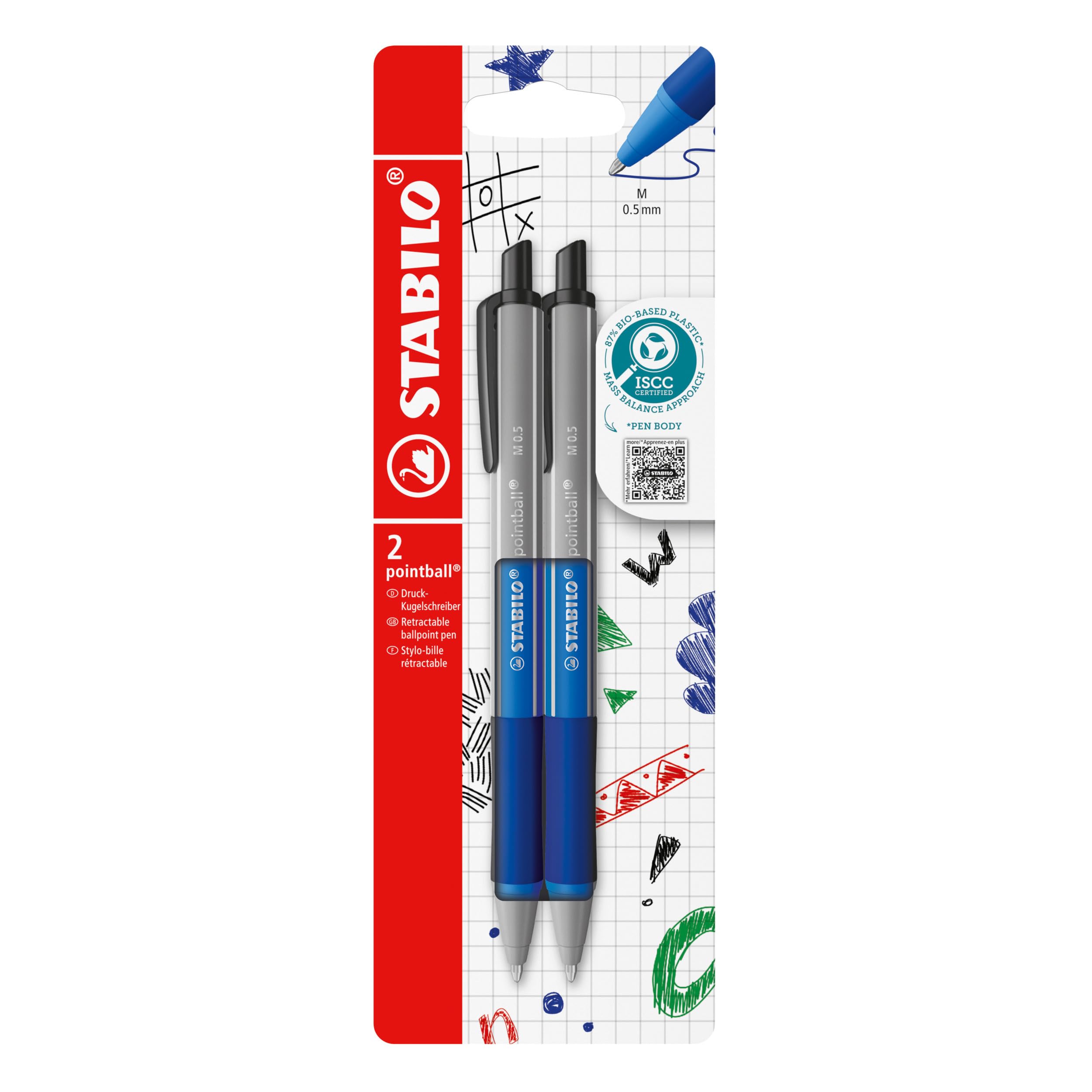 Ballpoint Pen - STABILO pointball Colourful - Pack of 2 - Ultramarine Blue