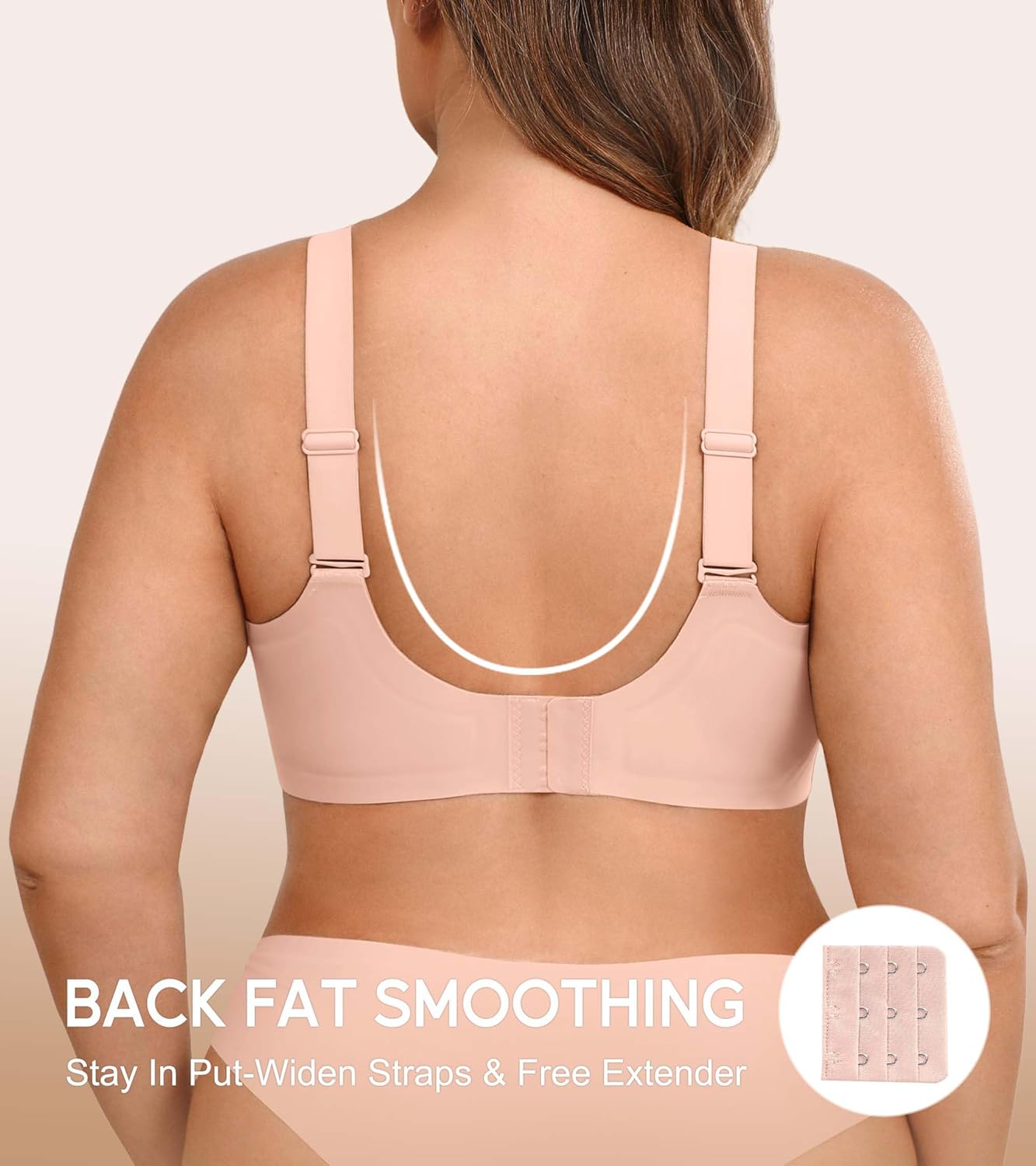 Wireless Bras for Women No Underwire with Support Push Up Comfort Full Coverage Padded Womens Minimizer Bra Plus Size Bralette for Large Breast Pink Large - Image 4