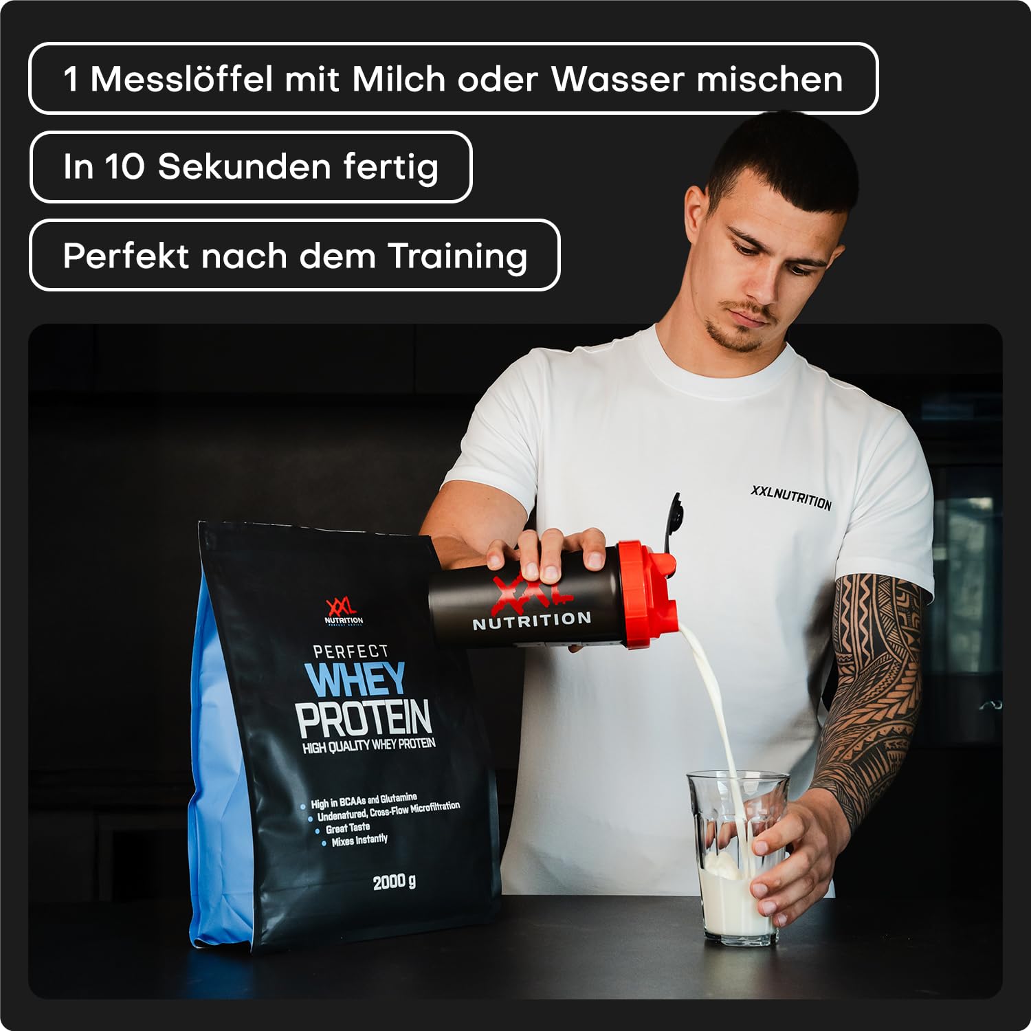 XXL Nutrition - Perfect Whey Protein - Eiweiss Pulver, Beste Qualität 100% reines Konzentrat, Mit EAA & BCAA - 78,5% Proteingehalt - 750 Gramm - Schokolade - Haselnuss