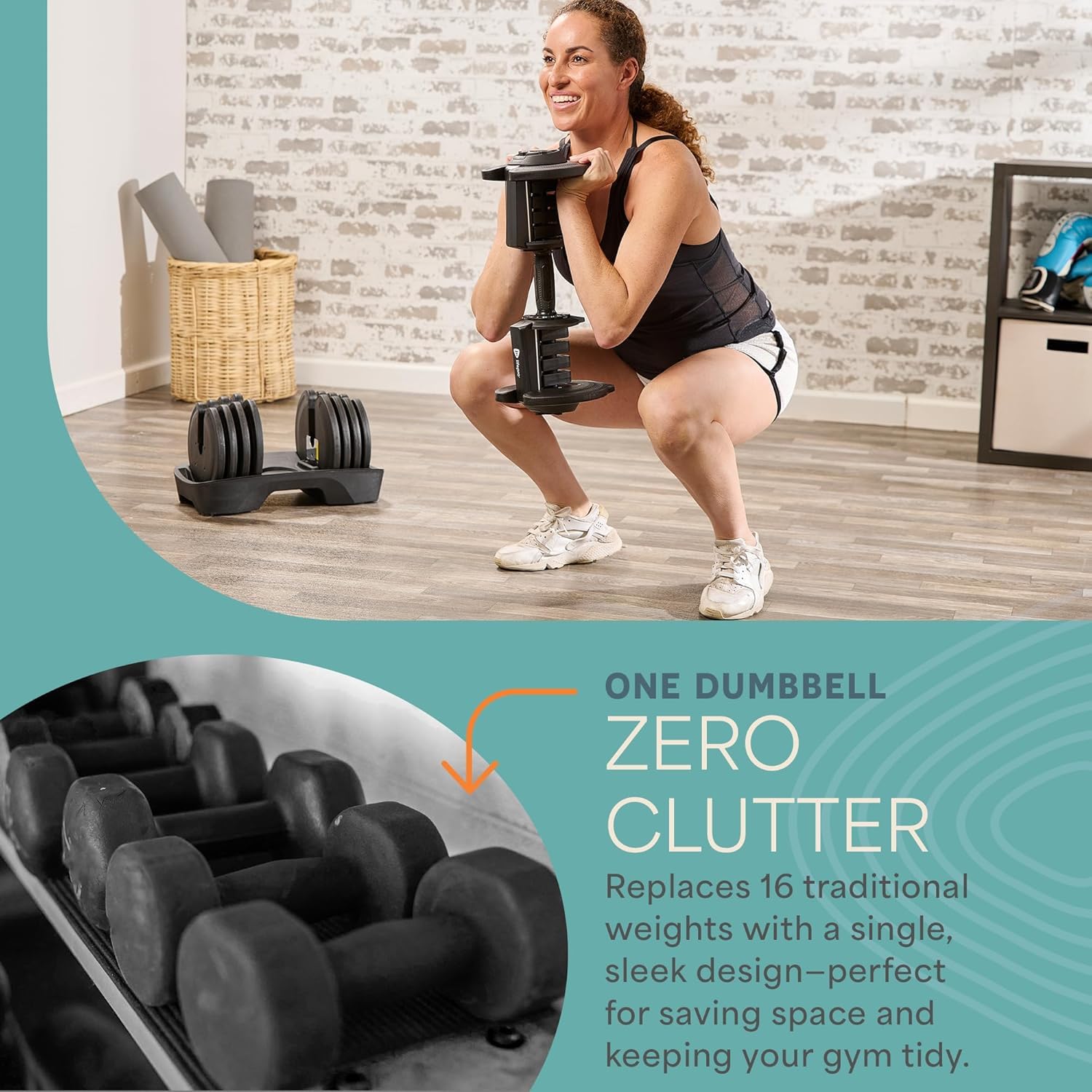 Triform Max 90 lb Single Adjustable Dumbbell – Replaces Full Dumbbell Set, 16 Weights, Quick Twist Adjust, Anti-Slip Handle for Home Gym Strength Training
