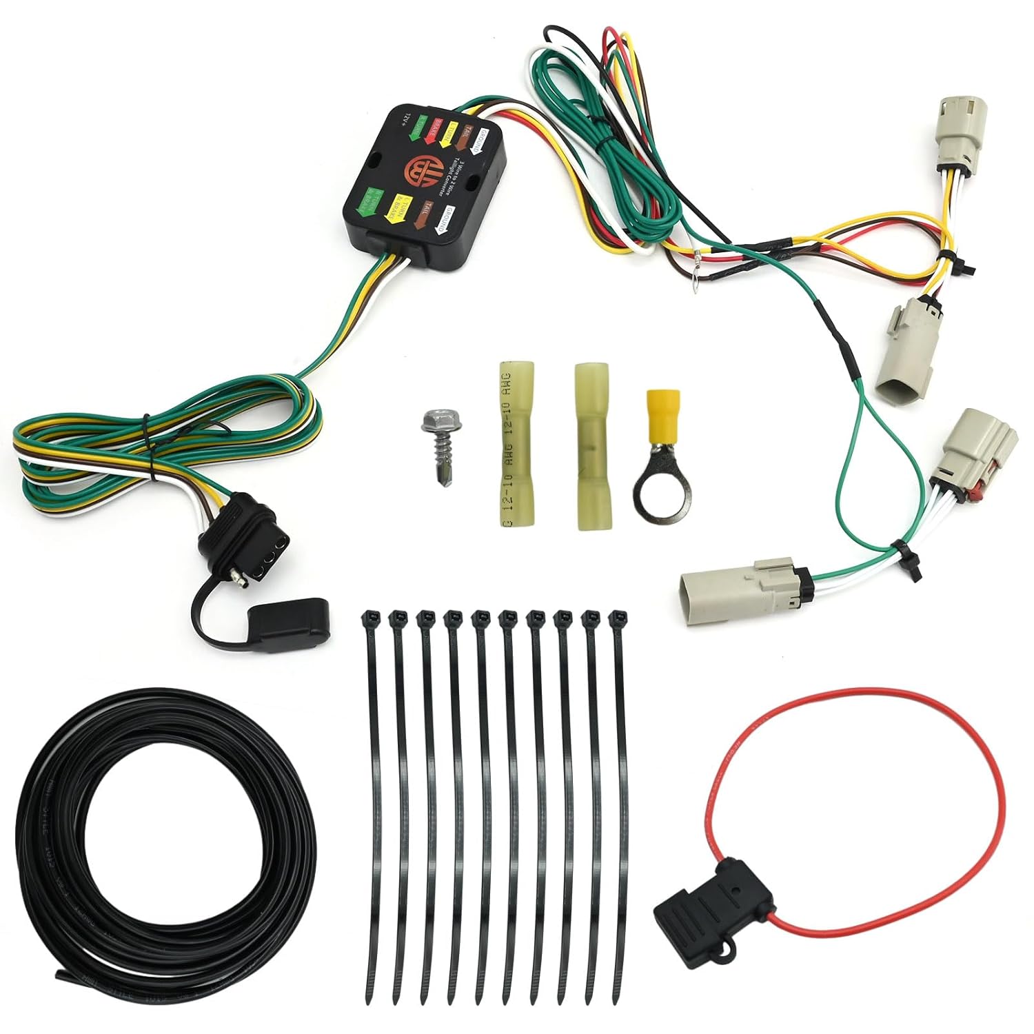 56468 4 Way Trailer Wiring Harness Kit 4-Pin Flat Trailer Connector Plug Replacement for Ford Bronco 2021-2023 with LED Taillights