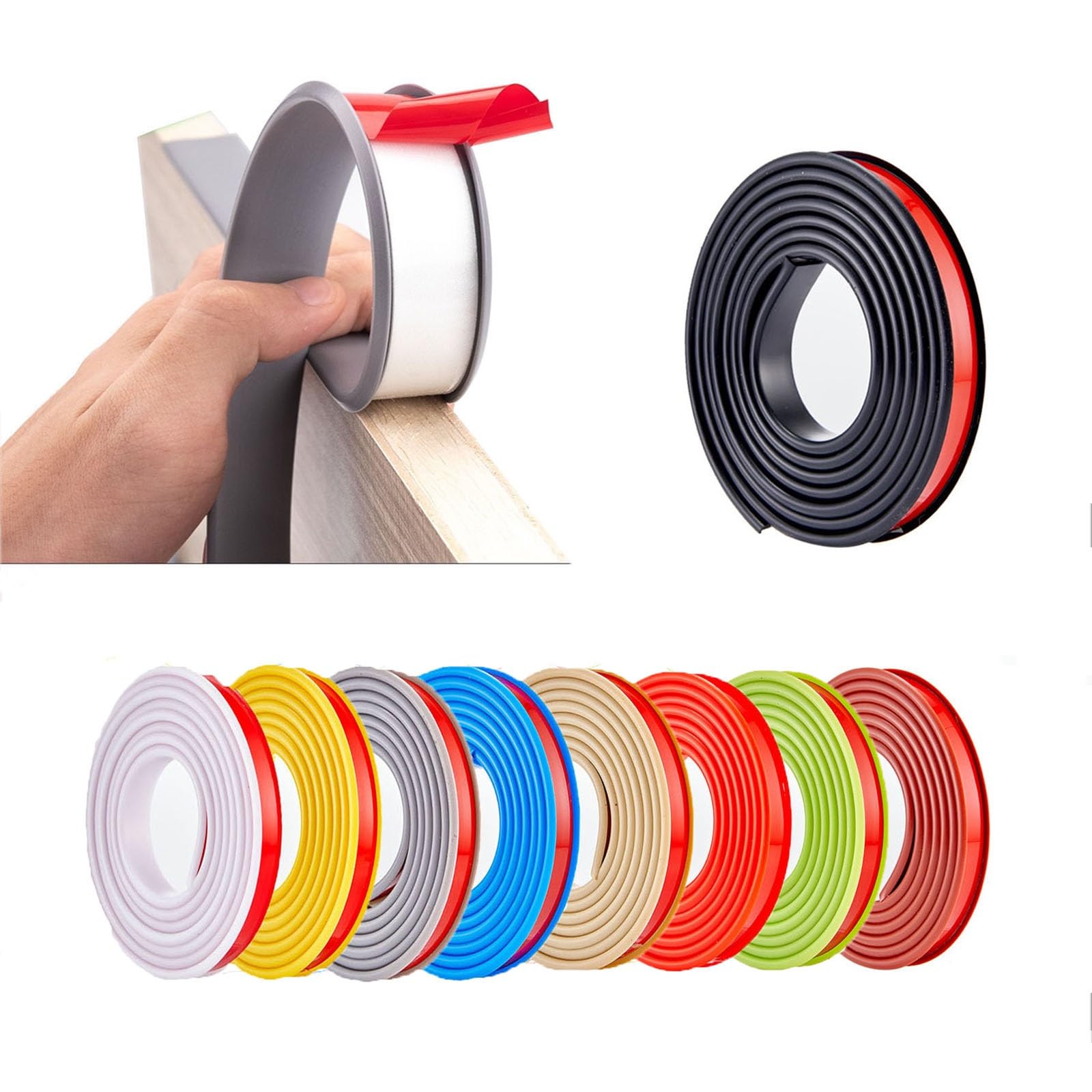 5m×15mm U-Shape Furniture Edge Banding, Corner Protectors with Strong Self Adhesion, Wood Edging Tape, DIY Furniture Edge Trim, Furniture Restoration(Green)