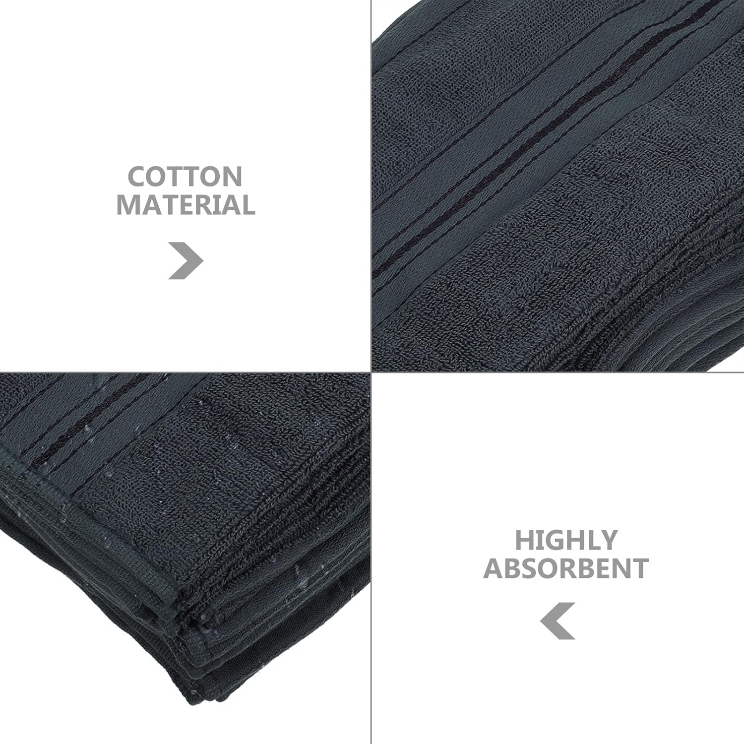 PRETYZOOM 12pcs Dark Grey Cotton Face Towels Super Soft Absorbent Hand Towels for Facial Cleansing Makeup Removal Bathroom Use