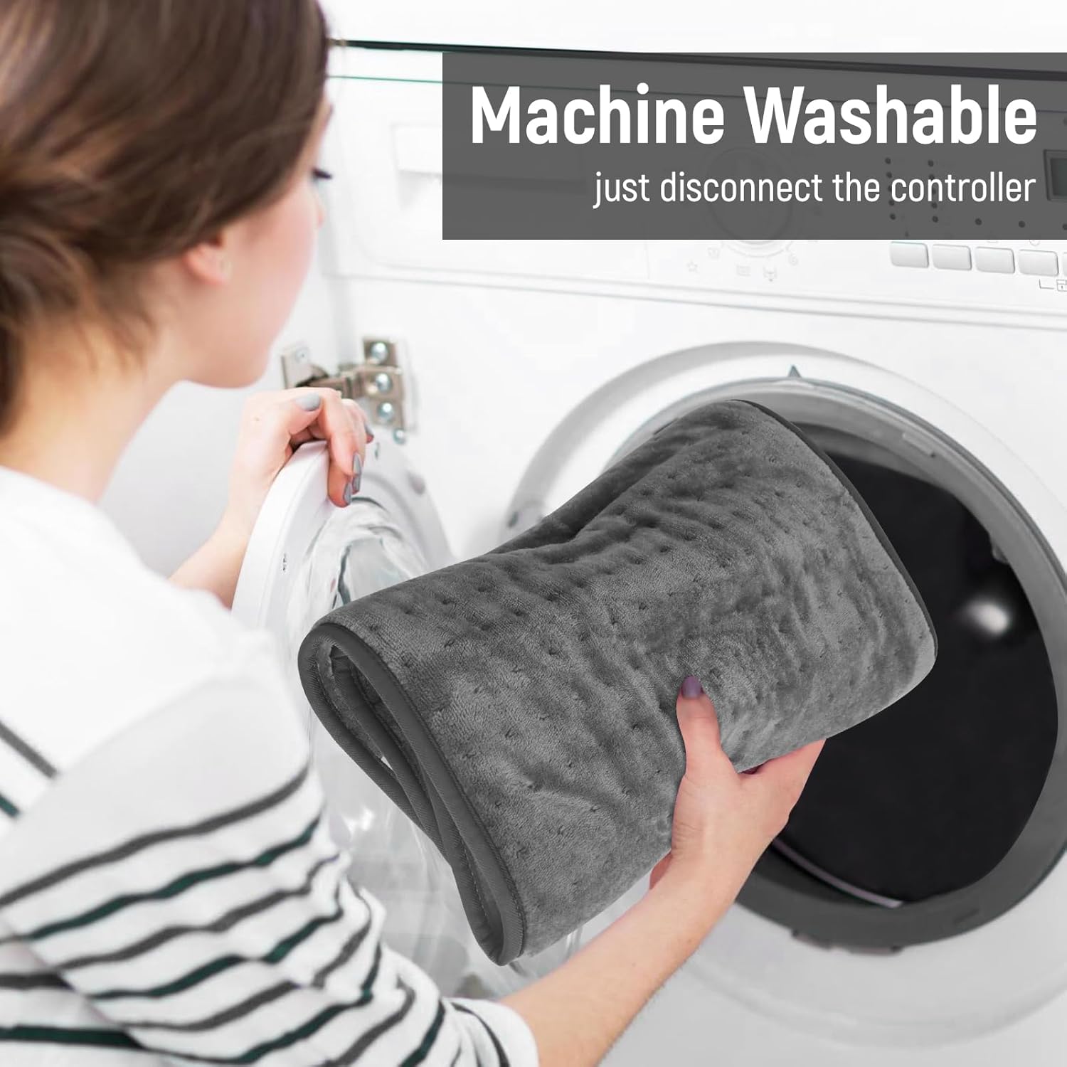 Extra Large Heating Pad for Back Pain Relief, 32"x24" King Size Electric Heating Pad for Period Cramps & Body Shoulder Legs Knee Feet, 6 Heat Settings, Auto-Off, Machine Washable, Gifts for Women Men - Image 9