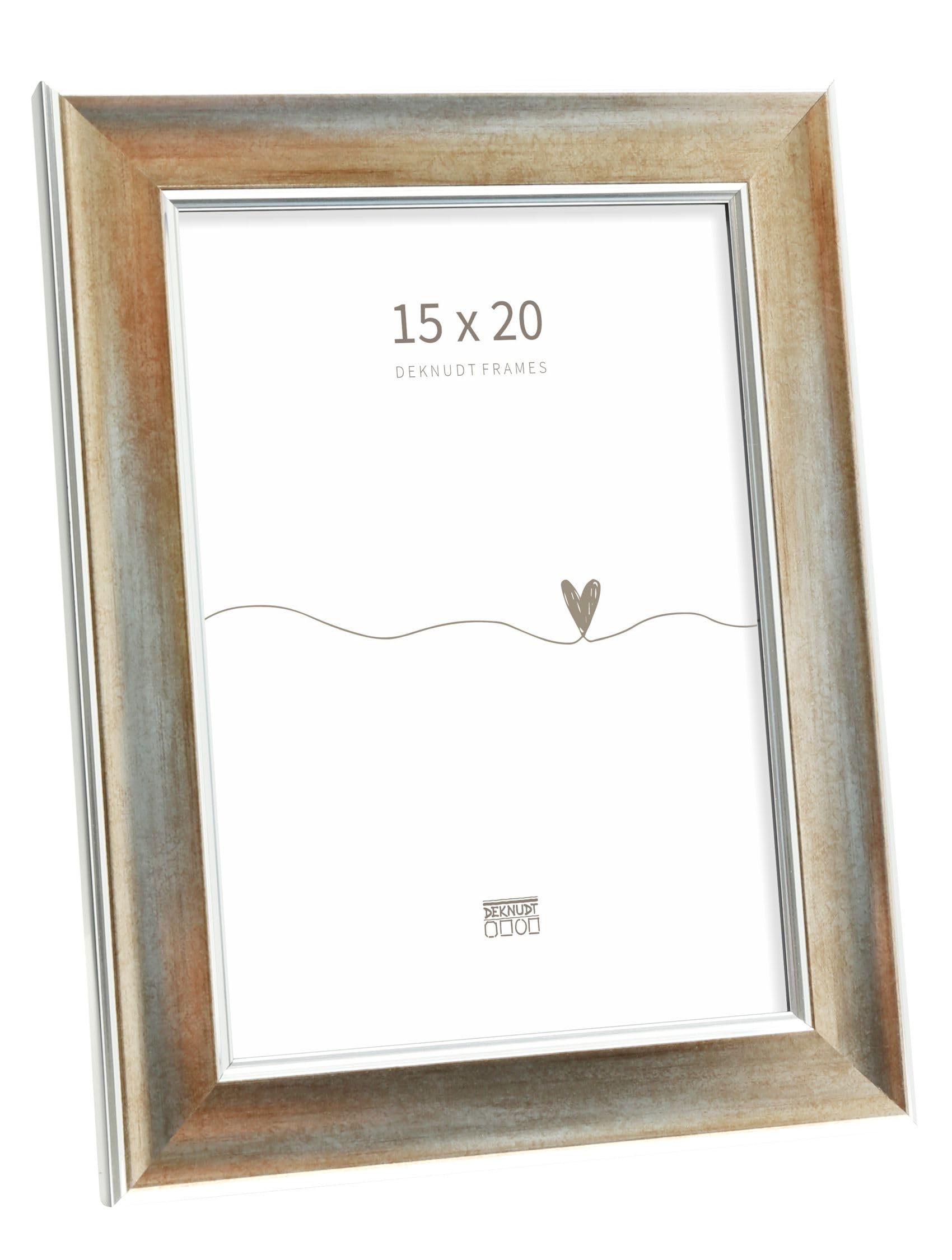 Cadre photo classique 15x20cm Deknudt bronze et argent S244D3