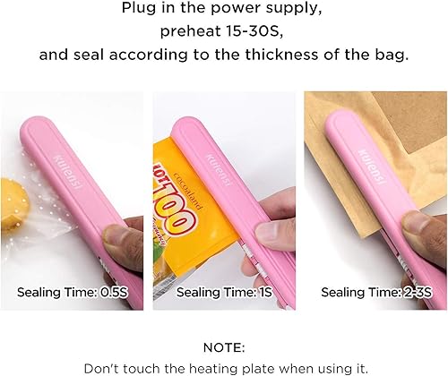 Miniatura 4 de Sellador térmico de bolsas de alimentos, mini máquina de sellado portátil para almacenamiento de alimentos, doble interruptor inteligente en el