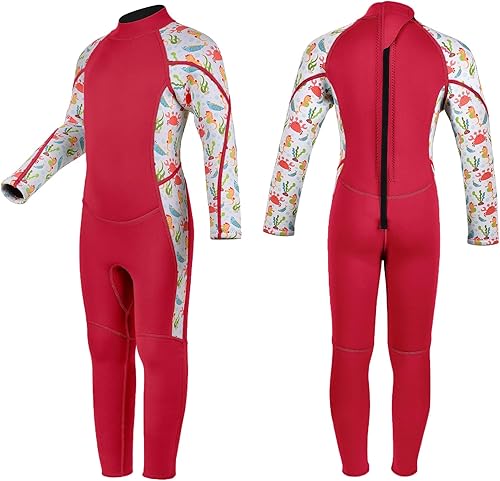 Miniatura 10 de REALON Traje de neopreno para niños y jóvenes, trajes de baño de neopreno de 0.118 pulgadas para niños, 0.079 in, manga cortacompleta, cremallera