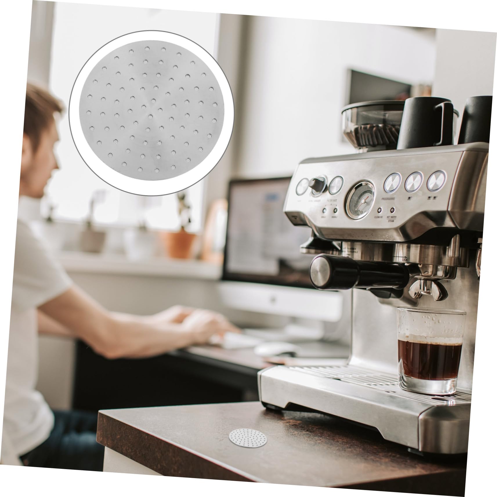 TEHAUX 4 Stück Edelstahl Espresso Puck Screen Wiederverwendbarer Kaffeesieb Metallfilter mit Präzisem Mesh für Gleichmäßige Extraktion Rostfrei Leicht zu Reinigen für Kaffeezubereitung