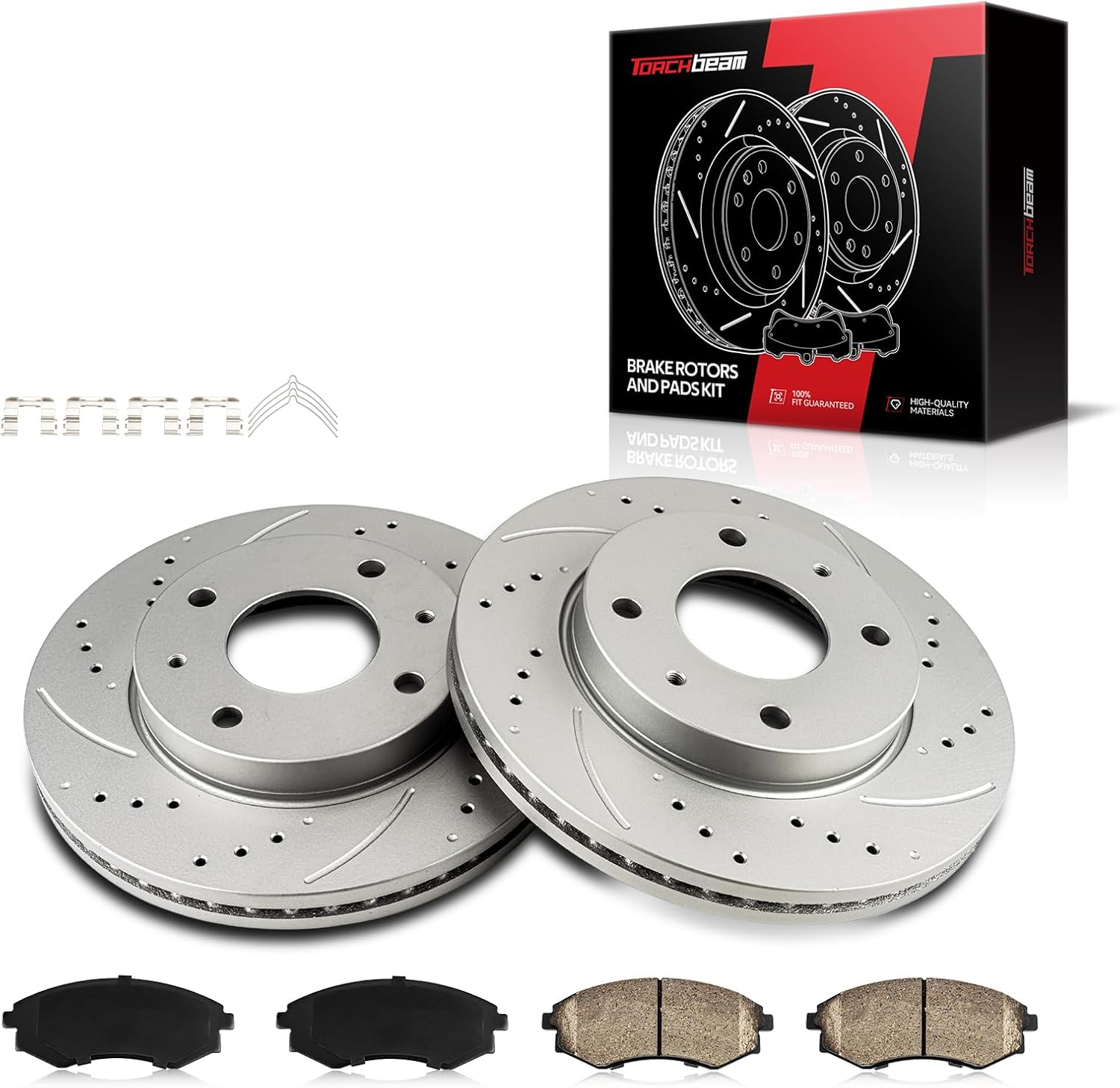 Torchbeam Front Brakes and Rotors Kit Front Brake Pads Brake Rotors and Pads Compatible with Front For: 1998-2002 2006 Elantra, 1999-2001 Tiburon,Brake Rotors + Ceramic Pads Kit,6pcs,31320 D700