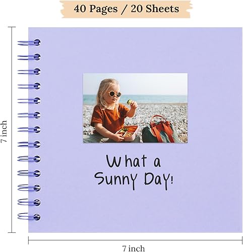 Vista 139 de Álbum de recortes de 8 x 8 pulgadas, álbum de recortes de papel kraft de tapa dura, álbumes de fotos, 40 páginas, perfecto para fotos de 4 x 6 / 5 x
