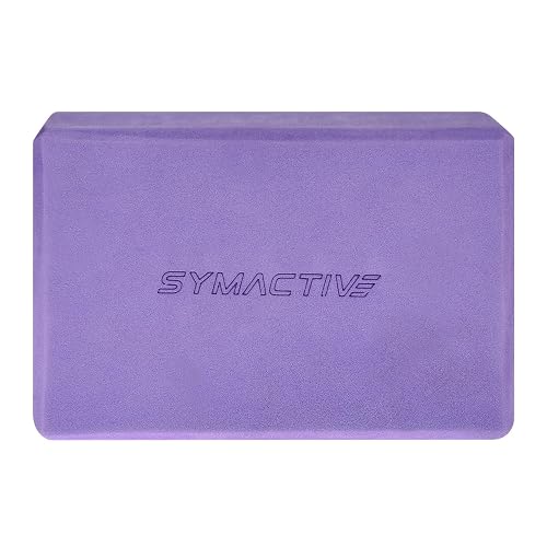 Amazon Brand - Symactive High Density Premium EVA Foam Yoga Block for Strength, Balance, and Flexibility, Odour Resistant, Regular Size (3 x 6 x 9 inches, Set of 1, Purple)