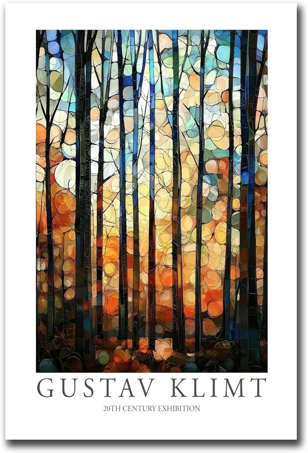 AnenaXean Printed Canvas Painting Wall Art Gustav Klimt Print Trees Flower Garden Painting Klimt Exhibition Poster Painting Floral Decor Art Print Living Room and Bedroom Decoration 20x30inch