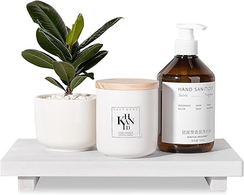 Miniatura 21 de Organizador de encimera de baño, soporte de pedestal de madera, bandeja decorativa de granja, soporte para jabón para decoración de cocina, pequeño