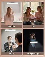 Vista 8 de EZVALO Paquete de 1 luz inalámbrica de maquillaje, luces de tocador para espejo, luz de espejo de baño, recargable, 3 modos de color, atenuación