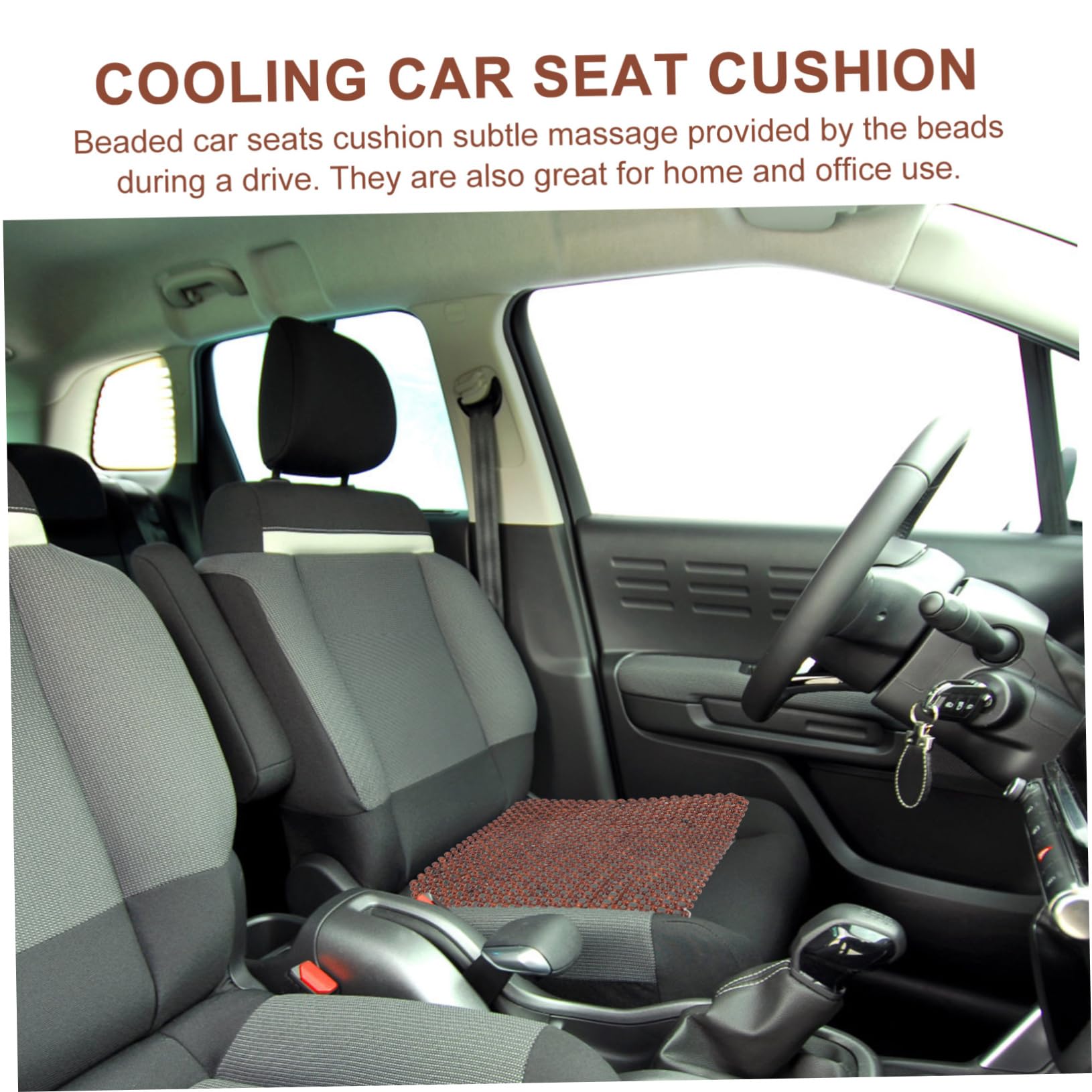 OUNONA Wood Bead Car Seat Cover Ventilated Cooling Pad for Adults Breathable Car Seat Cushion for Driver