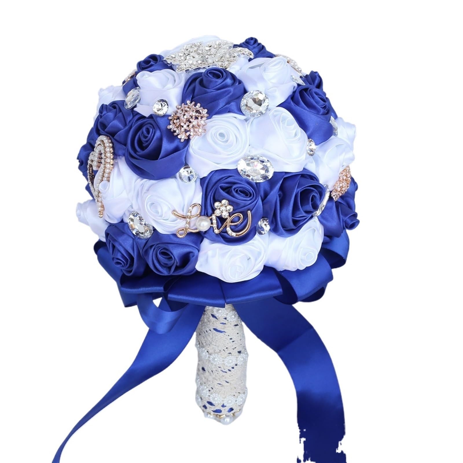 ZGCrumphant Artificial Wedding Bouquet Handmade Satin Rose Bouquets Vintage Bridal Tossing Bouquet for Wedding Decor(Color6)