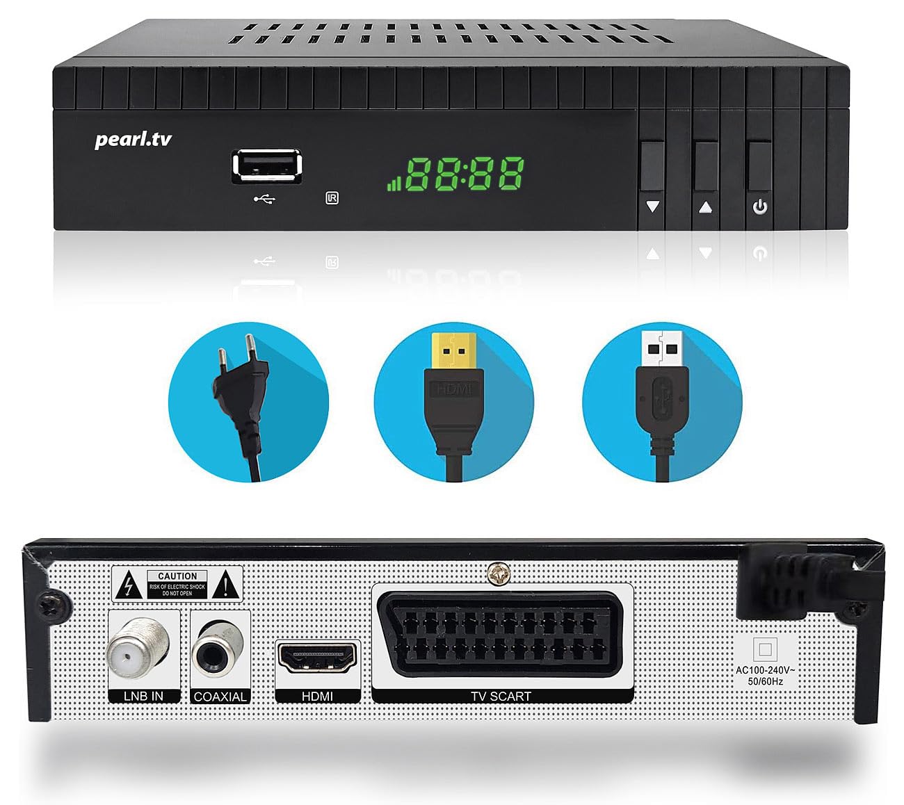 auvisio TV Receiver: HD-SAT-Receiver, DVB-S/S2, Free-to-Air-Empfang, H.265, HDMI, SCART (HD Satreceiver, TV-Sat, Aufnahme)