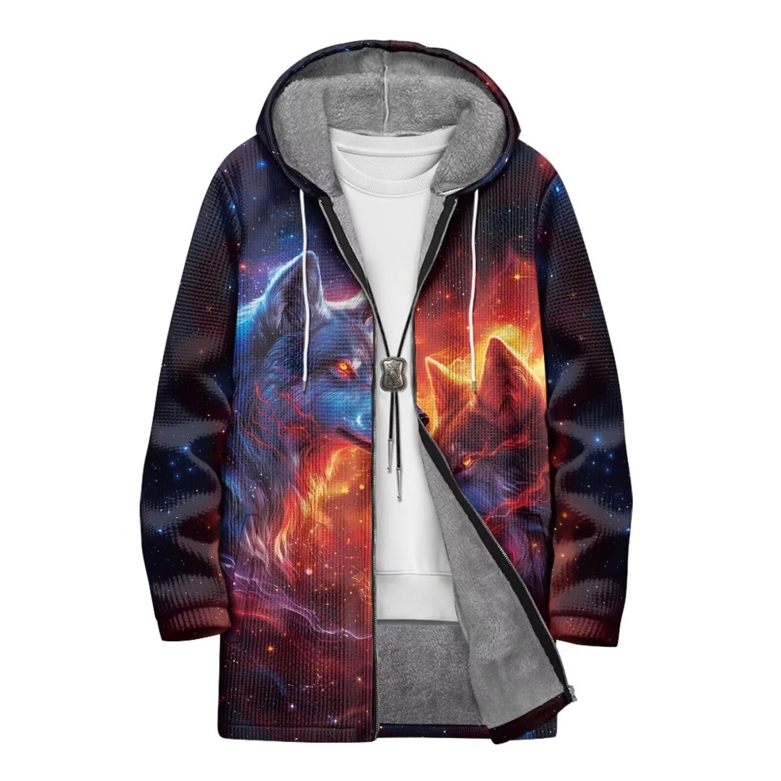 Men's Long Cardigan Hoodies Full-zip Fleece Lined Sweaters Knit Regular Fit Casual Sweater Hooded Coat wiht Pocket