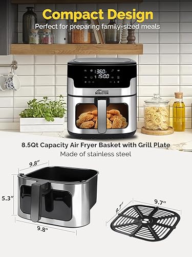 Miniatura 8 de Freidora de aire, freidora de aire digital de tamaño familiar de 8.5 cuartos de galón, sin BPA, pantalla táctil inteligente con 8 preajustados