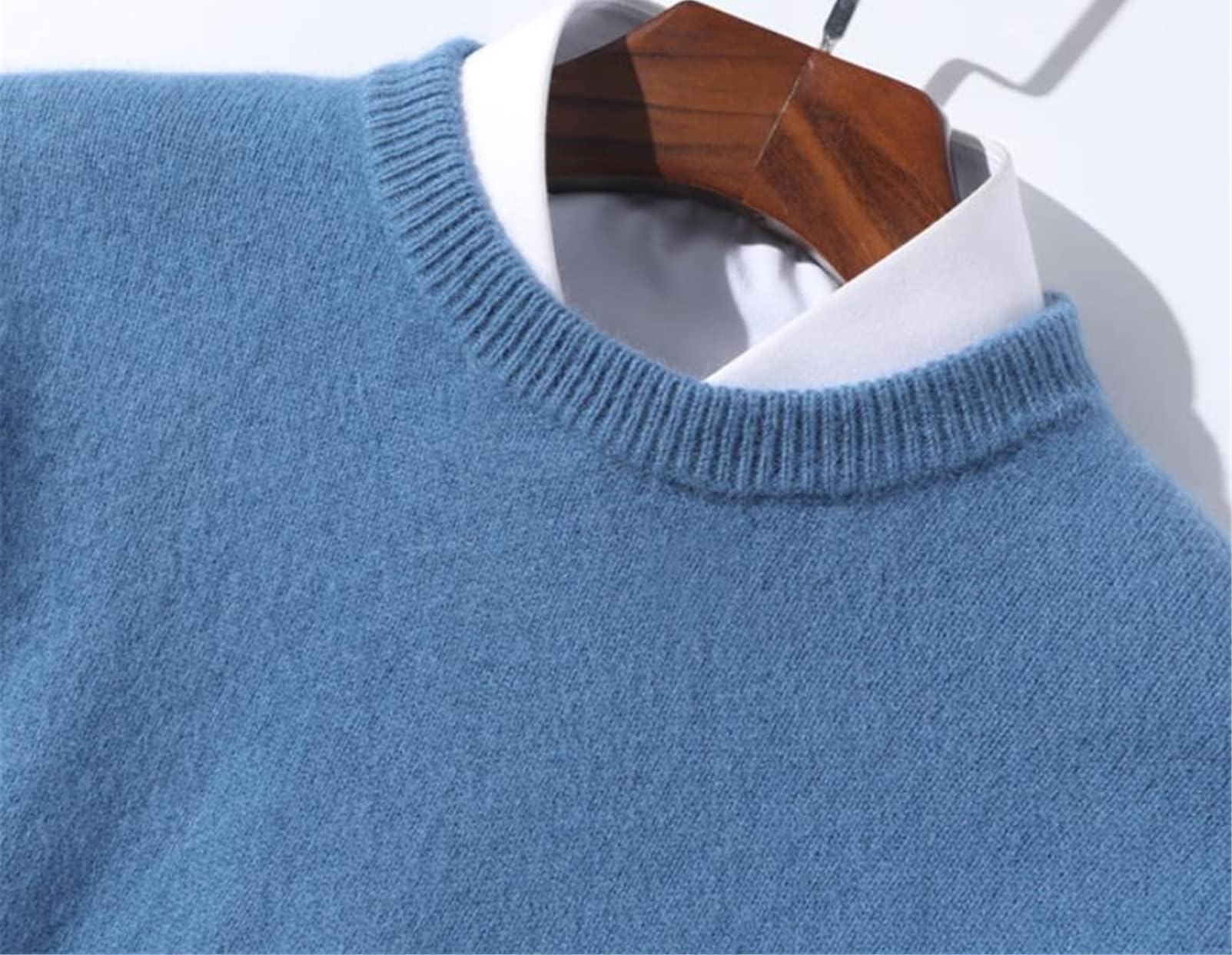 Pull en Tricot 100% Cachemire Pour Homme - Chaud au quotidien, bleu