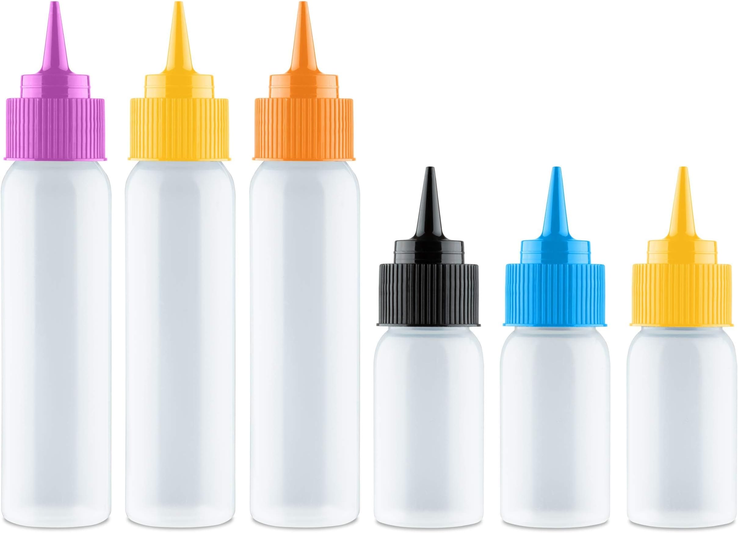 Free Hand Writer Bottles - 6 Easy Small Squeeze Bottles - 3 Each (1 and 2 Ounce) - Cookie Cutters, Cake and Baking Decoration, Food Coloring & Royal Icing Supplies for Writing (6 bottles)