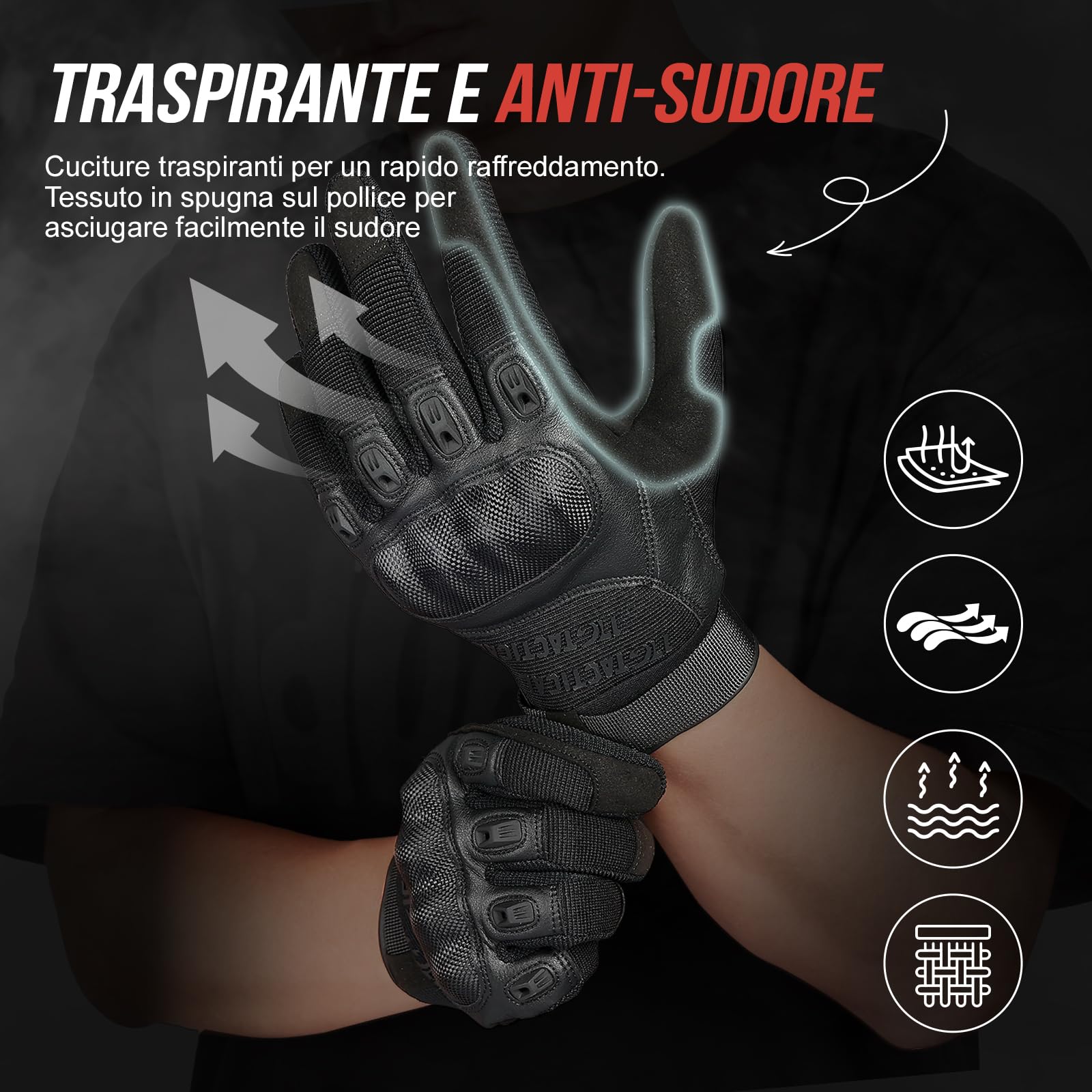 1TG Tactical Guanti tattici, guanti da moto touch screen con paraschette in fibra di carbonio, guanti militari per uso militare, per moto, caccia e sicurezza