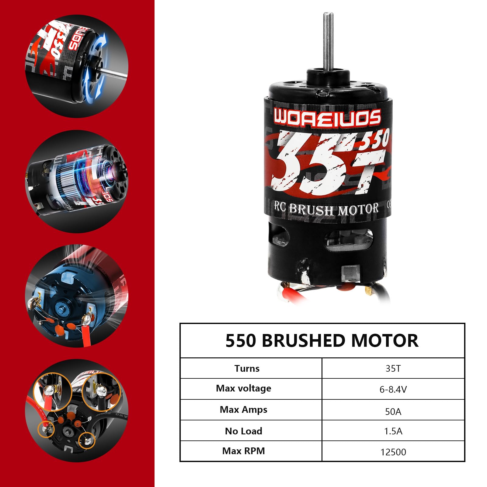 550 35T Motore Spazzolato & ESC & Dissipatore 1/10 RC Camion Auto Redcat Axial HPI