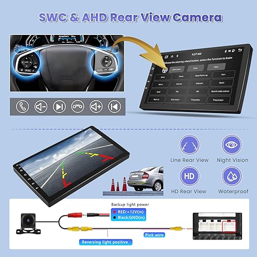 Miniatura 8 de 6+128 GB 8 núcleos: Hikity Android 13 - Radio estéreo de doble DIN con Carplay inalámbrico Android Auto, pantalla táctil IPS de 9 pulgadas, radio