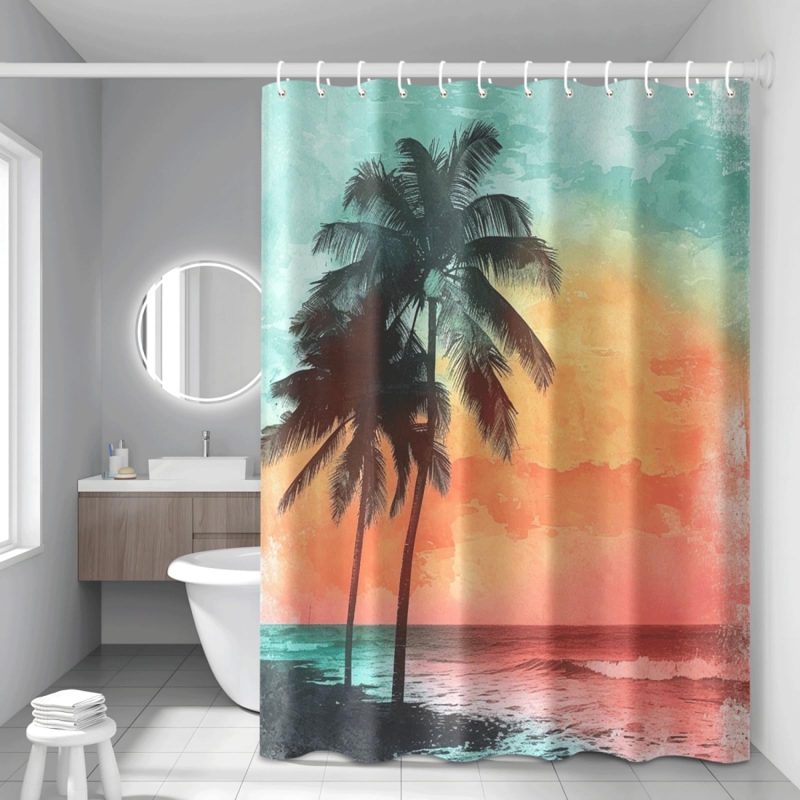 Rideau douche lavable aux couleurs de l'automne pour une salle de bain chaleureuse et moderne