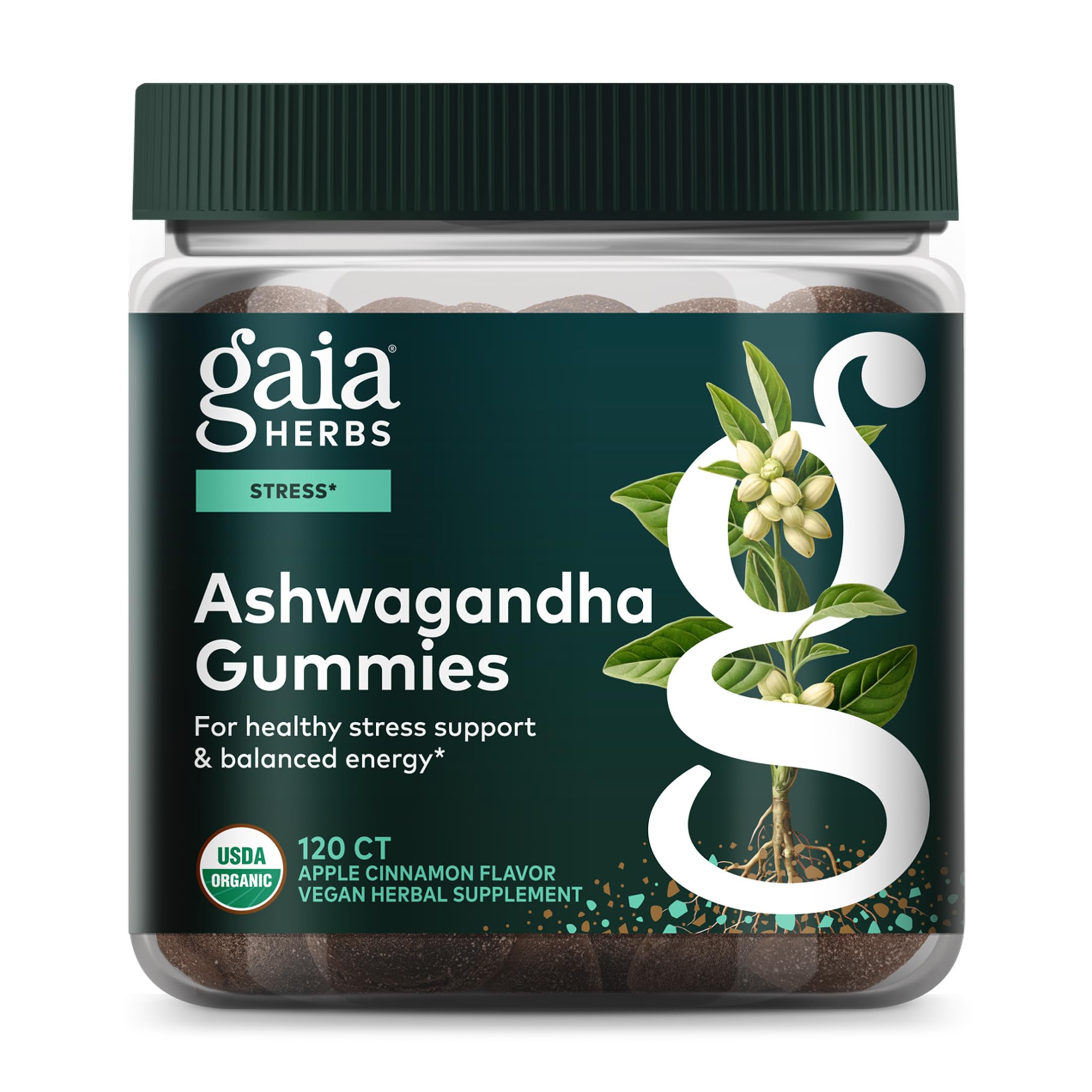 Gaia Herbs Organic Ashwagandha Gummies, 120 Count, 40 Servings 120 Count (Pack of 1)